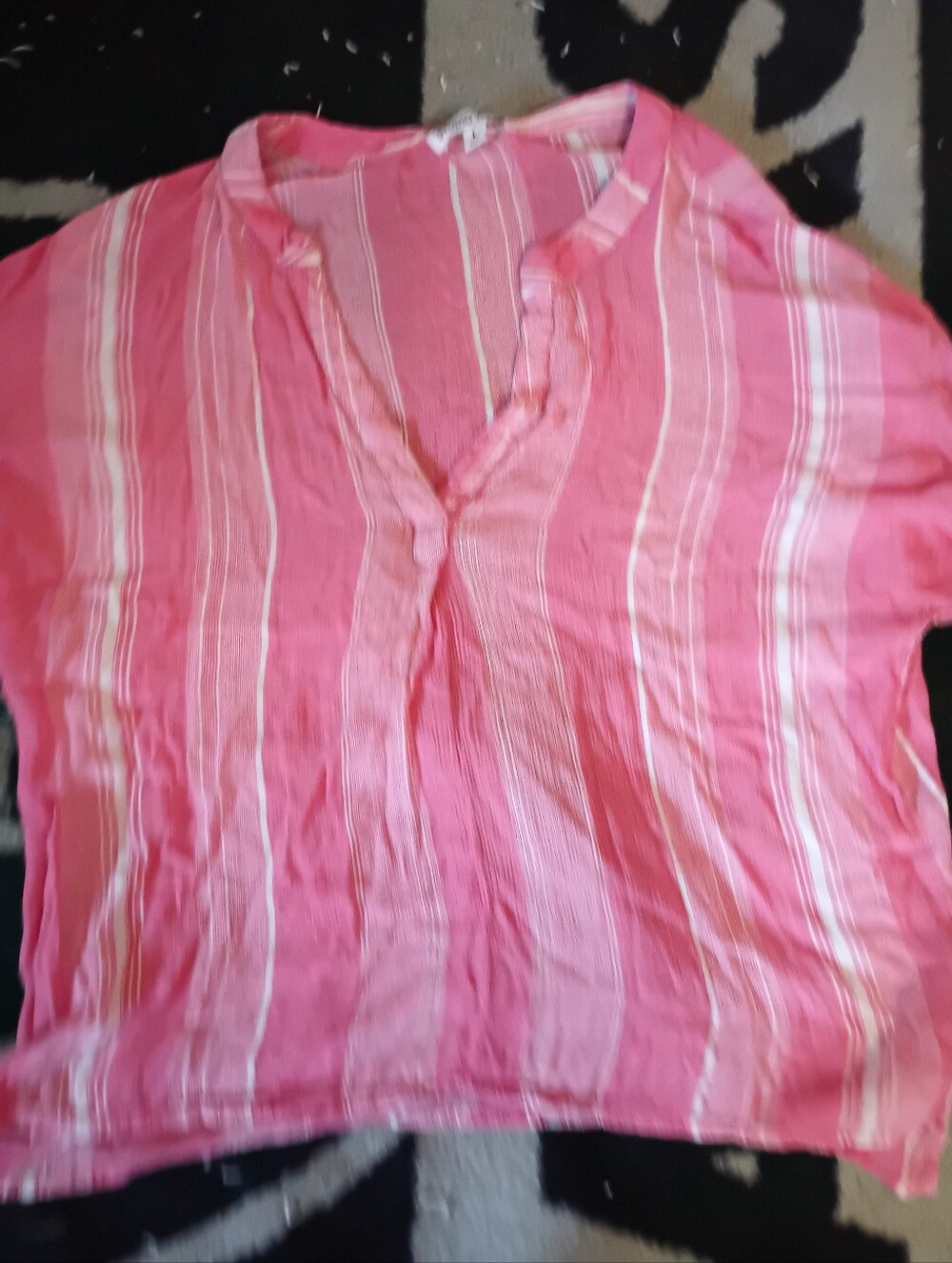 Pink Striped V-Neck Women’s Top